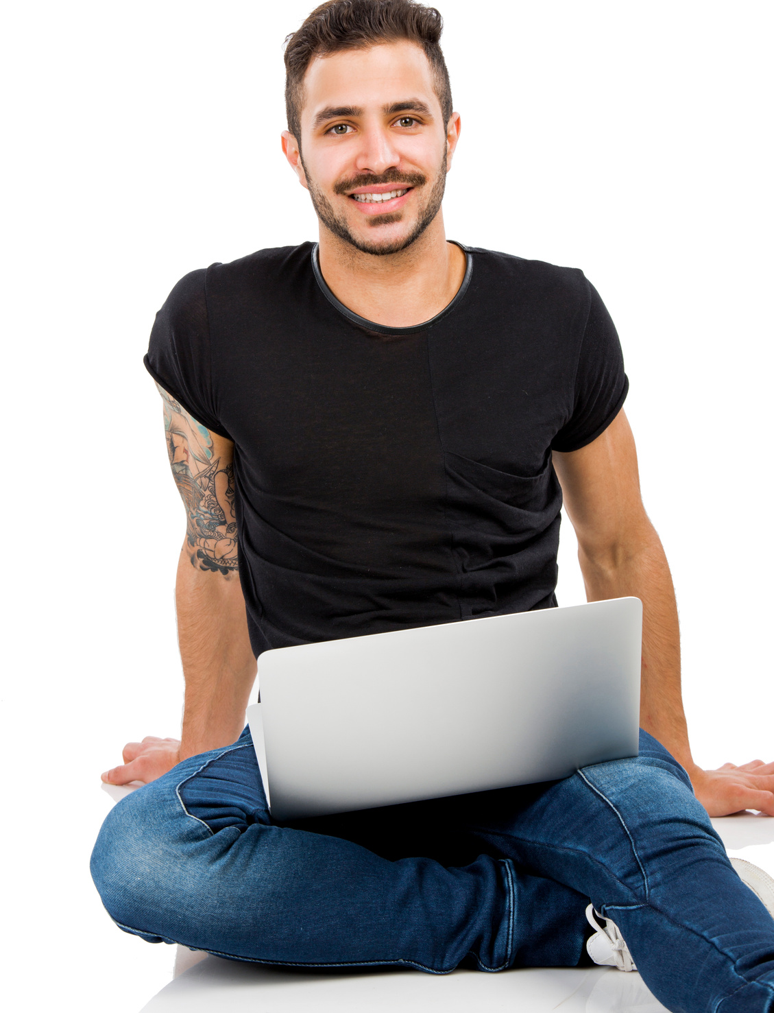 Man working with a laptop